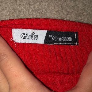 Y2K mock neck red ribbed sweater